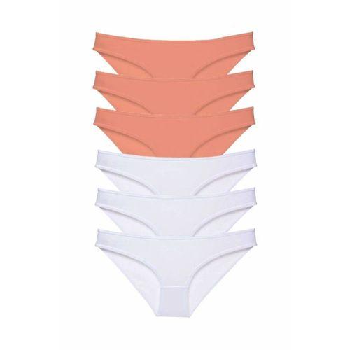 6 adet Eko Set Likralı Kadın Slip Külot Pudra Beyaz