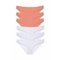 6 adet Eko Set Likralı Kadın Slip Külot Pudra Beyaz