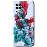 MRCİLETİSİM Samsung Galaxy A12 Kılıf HD Desen Baskılı Arka Kapak + Temperli Cam - Renkli Karışım