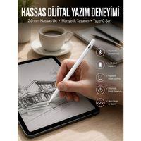 Dokunmatik Kalem Beyaz Yedek Uçlu Android Ve İos Uyumlu