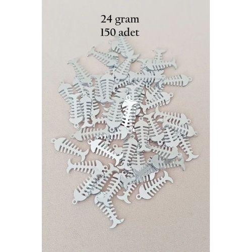 Oya Abiye Bileklik Kolye Pleksi Metalik Plastik Pul Gümüş Renk 24 gram 150 adet - BNC589