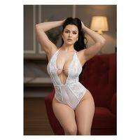 Beyaz Taşlı Bodysuit - 889