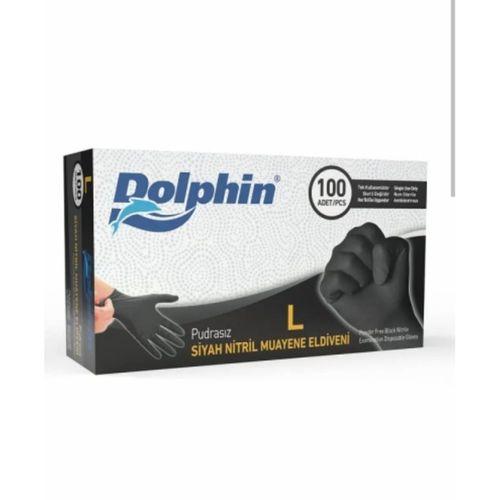 Dolphin Nitril Eldiven Pudrasız Siyah Large 100'lü