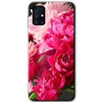 MRCİLETİSİM MRCİLETİSİM Samsung Galaxy M31s Kılıf HD Desen Baskılı Arka Kapak + Temperli Cam - Kırmızı Beyaz Gül