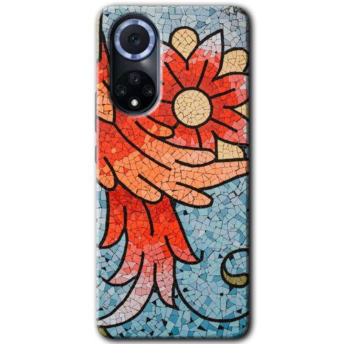 Huawei Nova 9 Kılıf HD Desen Baskılı Arka Kapak - Mozaik Çiçek + Kırılmaz Cam