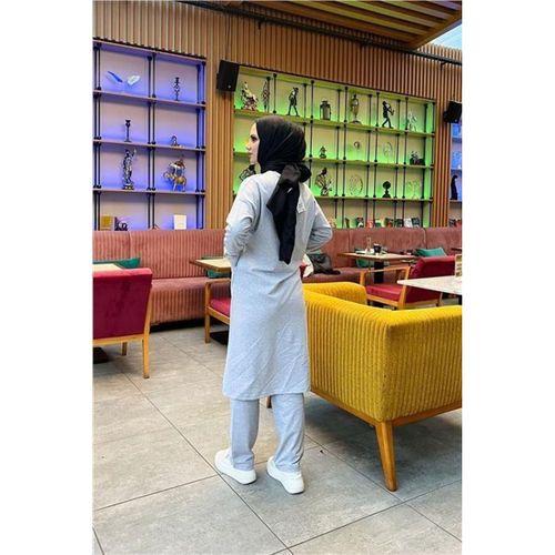 Önden İki Cepli Sade Basic Uzun Tunik Pantolon İkili Spor Takımı - 03067.008 - Gri