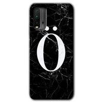 Xiaomi Redmi 9T Kılıf Baskılı Arka Kapak - Siyah Mermer Desenli Ö Harfi +Tam Ekran Koruyucu