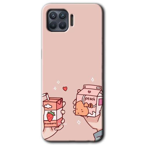 Oppo Reno 4 Lite Kılıf HD Desen Baskılı Arka Kapak - Meyveli Süt + Kırılmaz Cam