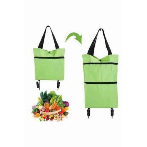 Katlanabilir Tekerlekli Pazar Market Çarşı Arabası Market Alışveriş Çantası