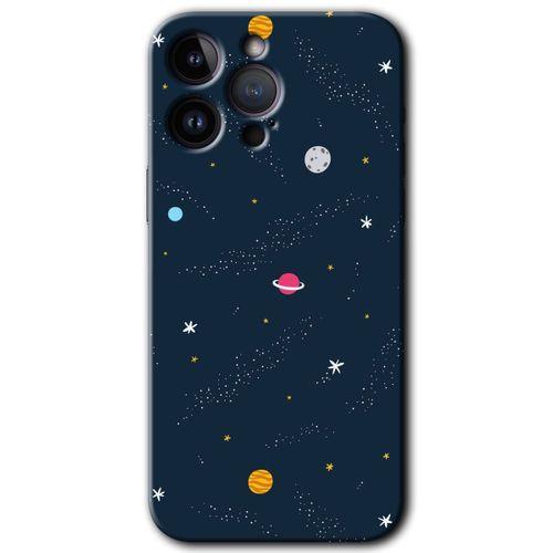 Potkal Hediye Fabrikası iPhone 14 Pro Kılıf HD Desen Baskılı Arka Kapak - Temperli Cam - Çizim Gezegen