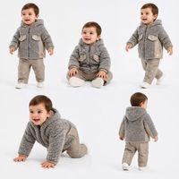 6/24 Ay Deri Detaylı Ceketli Kuzu Bebek Takımı