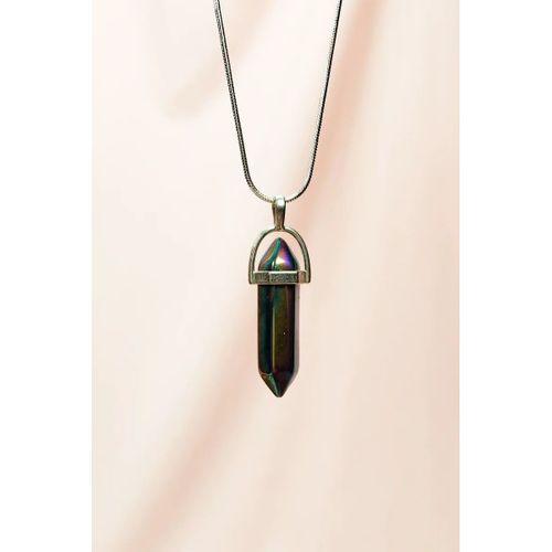 Hematit Doğal Taşı Zincirli El Yapımı Tasarımlı Kolye Uç: 3,5 cm Zincir: 20 cm Kutulu