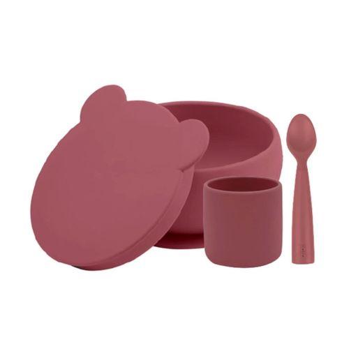 Eğitici Gelişim  Blw I Silikon Beslenme Seti 3'Lü (Kaseli) Velvet Rose
