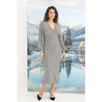 %100 Viskon Desenli Uzun Kollu Saten Elbise