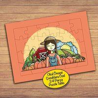 Çiftçi Mutlu Kadın Çocuklara Özel Puzzle Yapboz Tablo-209pz