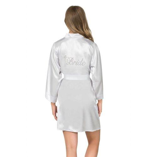 Ekru Kısa Saten Bride Sabahlık