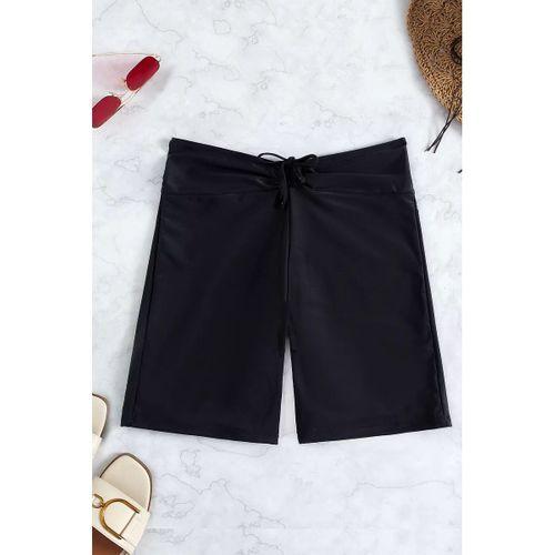 Kadın Siyah Önden Bağcıklı Deniz Şortu