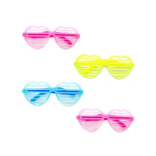 Neon Fosforlu Kalp Panjur Gözlük 12 Adet – 80’ler 90’lar Parti Stili