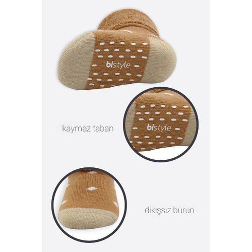 Bistyle Puanlı Kaymaz Havlu Soket Çorap 2'Li BS10502 Hardal