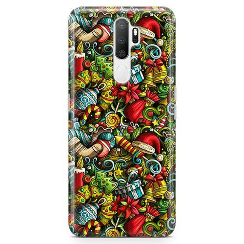 Oppo A9 2020 Kılıf Mery Christmas Doodle Arka Kapak Koruma Desenli Full Koruyucu