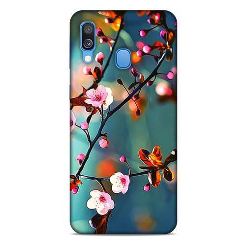 Lopard Samsung Galaxy A40 Uyumlu Kılıf Bahar (45) Liquid Air Kılıf Beyaz Pembe Çiçek