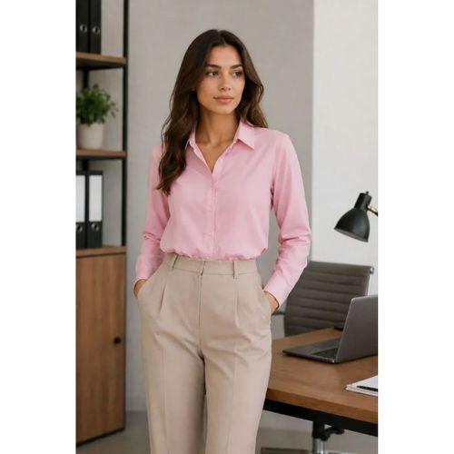 Uzun Kol Gömlek Düğmeli Klasik Yaka Günlük Ve Ofis Şıklığına Uygun - Toz Pembe
