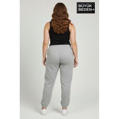 Kadın Büyük Beden Paça Lastikli İki İplik Rahat Kalıp ince Eşofman Altı SPR26BEAK951