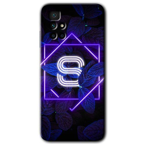 Xiaomi Redmi 10 HD Baskılı Kılıf + 9D Tam Ekran Koruyucu - Dark Neon Yaprak S Harfi