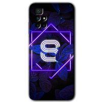 Xiaomi Redmi 10 HD Baskılı Kılıf + 9D Tam Ekran Koruyucu - Dark Neon Yaprak S Harfi