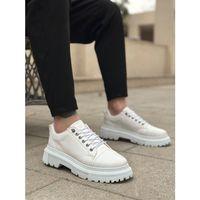 BA0245 Beyaz Akıllı Lastik Bağcık Yüksek Siyah Taban Günlük Erkek Ayakkabı