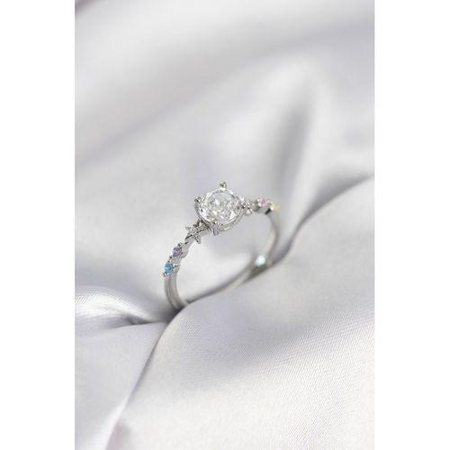 Tek Taş Model Zirkon Taşlı Gümüş Renk Kadın Yüzük