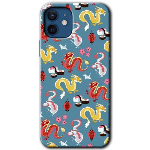 MRCİLETİSİM iPhone 12 Mini Kılıf HD Desen Baskılı Arka Kapak + Mat Kobra Cam - Funky Dragon