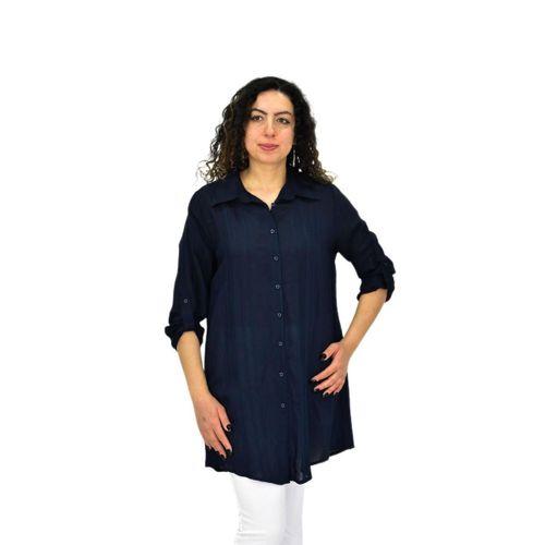 Kadın Lacivert Uzun Kol Gömlek BGL-ST04661