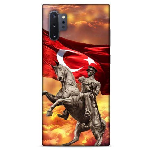 Samsung Galaxy Note 10 Plus Kılıf Atatürk (47) Crystal Flex Kılıf Kızıl Bulut