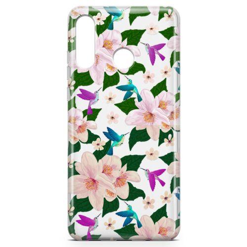 Huawei Nova 4e Kılıf Karanfil Kuşlar Arka Kapak Koruma Desenli Full Koruyucu