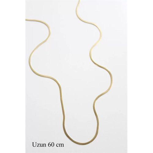Uzun İnce İtalyan Zincir Kolye (60 cm) - Altın