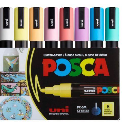 UNİBALL POSCA 0.7 SU BAZLI POSTER MARKÖRÜ SOFT RENK 8'li  (UNİ-PC-1MR) / 8C SC SET
