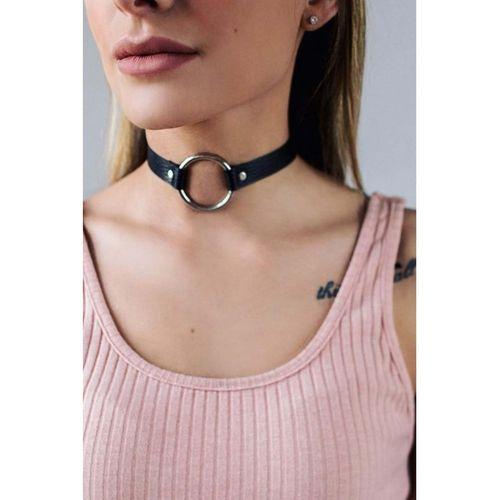 Halka Detaylı Ayarlanabilir Deri Zarif Choker