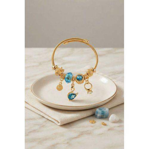Mavi Kuğu Model Gold Renk Charmlı Bileklik