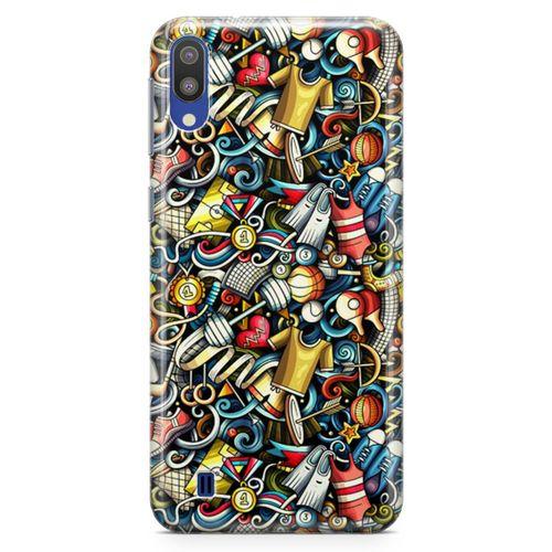Samsung Galaxy M10 Kılıf Dambıl Bilardo Doodle Arka Kapak Koruma Desenli Full Koruyucu