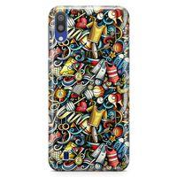 Samsung Galaxy M10 Kılıf Dambıl Bilardo Doodle Arka Kapak Koruma Desenli Full Koruyucu