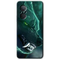 Huawei Nova 9 SE HD Baskılı Kılıf + 9D Tam Ekran Koruyucu - Yeşil Kurt