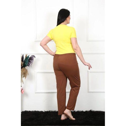 Kadın Pamuklu Büyük Beden Alt Pijama Kahve