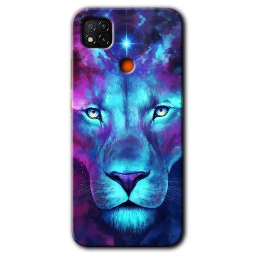 Xiaomi Redmi 9c Kılıf HD Desen Baskılı Arka Kapak + Temperli Cam - Neon Lion