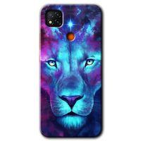 Xiaomi Redmi 9c Kılıf HD Desen Baskılı Arka Kapak + Temperli Cam - Neon Lion