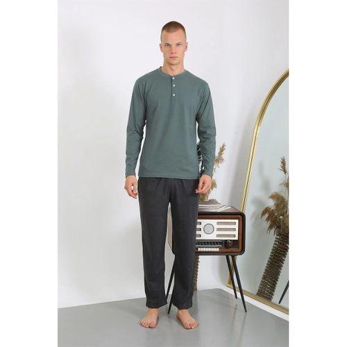 Erkek Penye Uzun Kol Pijama Takımı Haki