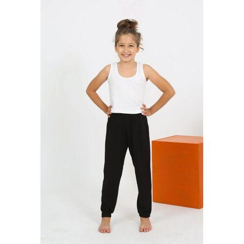 Kız Çocuk Sıfır Kol Beyaz Penye Pijama Takım