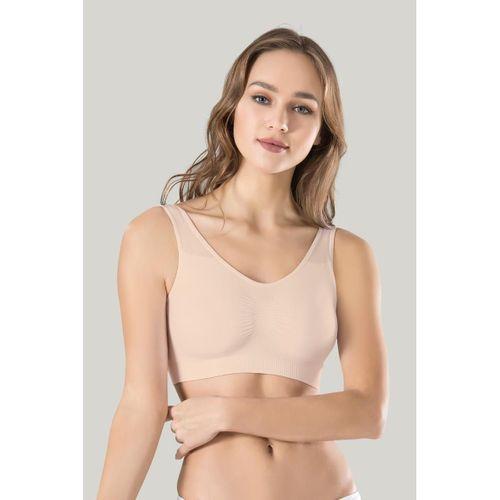 Kadın Gri Kalın Askılı Çıkarılabilir Pedli Örme Seamless Dikişsiz Basic Büstiyer