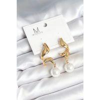 inci Detaylı Sarmal Model Gold Renk Pirinç Kadın Küpe