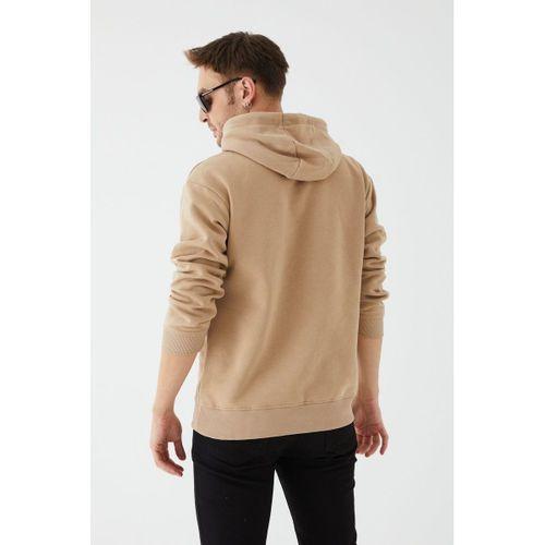 Unisex Oversize Kanguru Cep Kapüşonlu Sweat, Sütlü Kahve Renk, S M L XL Beden Sweat